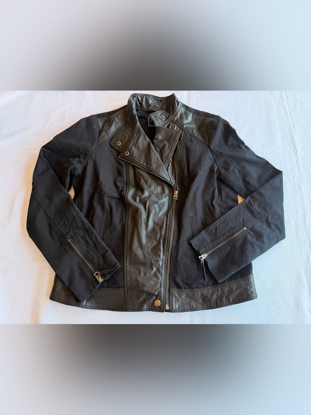 Lucky Brand Mixed Media Moto Women’s Jacket in Leather & Canvas Size Medium
